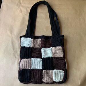 Vintage handmade crochet tote bag